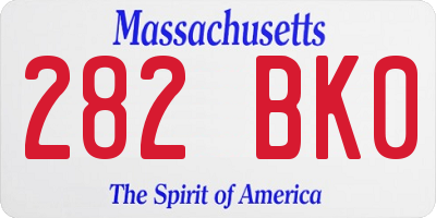 MA license plate 282BK0
