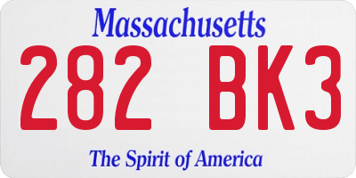 MA license plate 282BK3