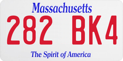 MA license plate 282BK4