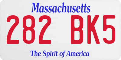 MA license plate 282BK5