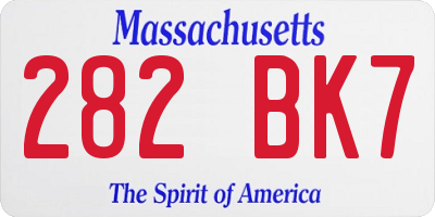 MA license plate 282BK7