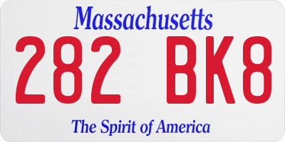 MA license plate 282BK8