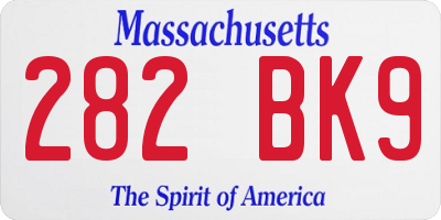 MA license plate 282BK9