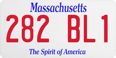 MA license plate 282BL1