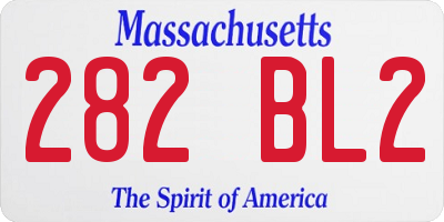 MA license plate 282BL2