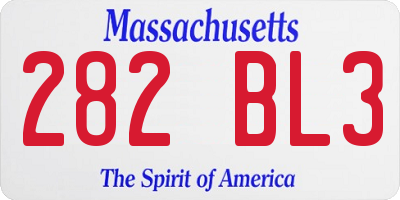 MA license plate 282BL3