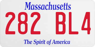 MA license plate 282BL4