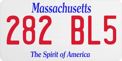 MA license plate 282BL5