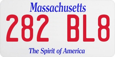 MA license plate 282BL8