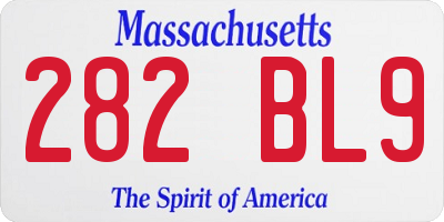 MA license plate 282BL9