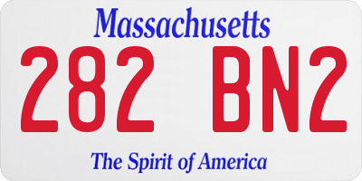 MA license plate 282BN2