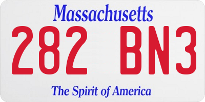 MA license plate 282BN3