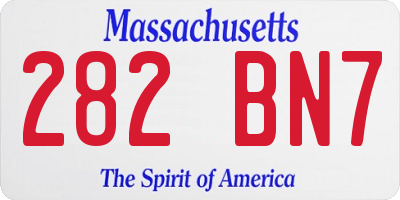 MA license plate 282BN7