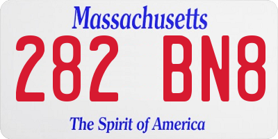 MA license plate 282BN8
