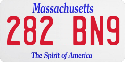 MA license plate 282BN9