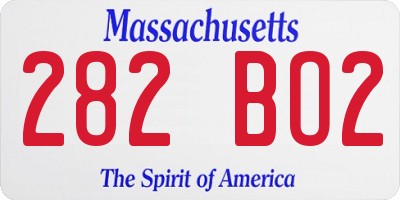 MA license plate 282BO2