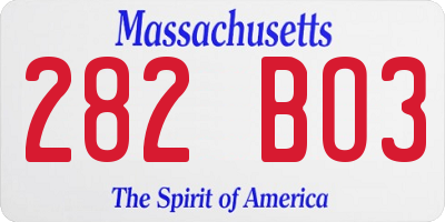 MA license plate 282BO3