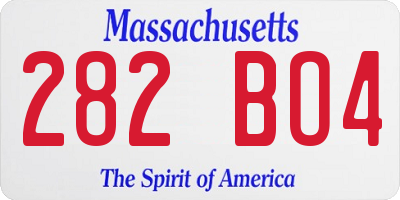 MA license plate 282BO4