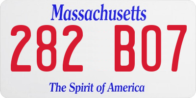 MA license plate 282BO7