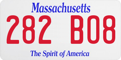 MA license plate 282BO8