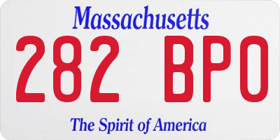 MA license plate 282BP0