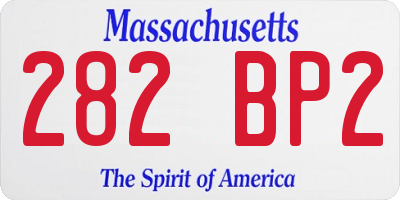 MA license plate 282BP2