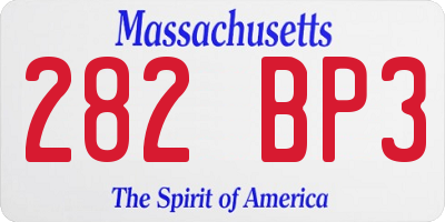 MA license plate 282BP3