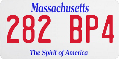 MA license plate 282BP4