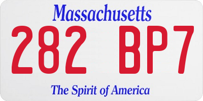 MA license plate 282BP7