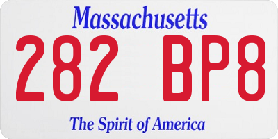 MA license plate 282BP8