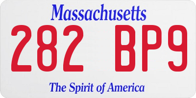 MA license plate 282BP9