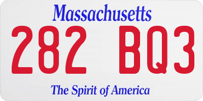 MA license plate 282BQ3