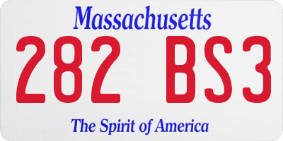 MA license plate 282BS3