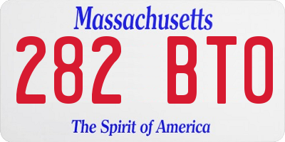 MA license plate 282BT0