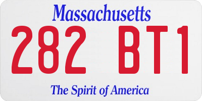 MA license plate 282BT1