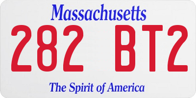 MA license plate 282BT2