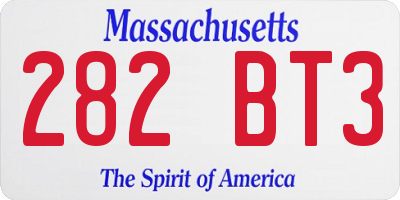 MA license plate 282BT3