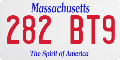 MA license plate 282BT9