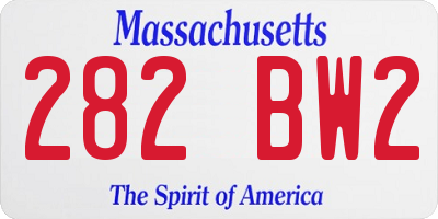 MA license plate 282BW2
