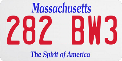 MA license plate 282BW3
