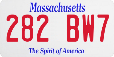 MA license plate 282BW7