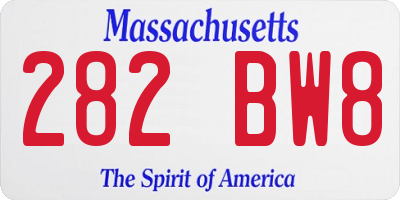 MA license plate 282BW8