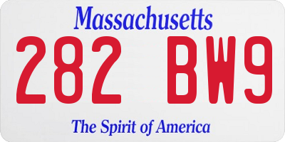 MA license plate 282BW9
