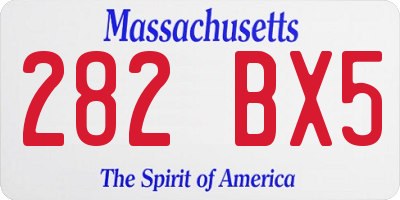 MA license plate 282BX5