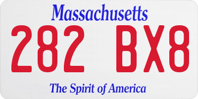 MA license plate 282BX8