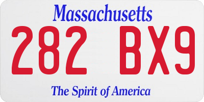 MA license plate 282BX9