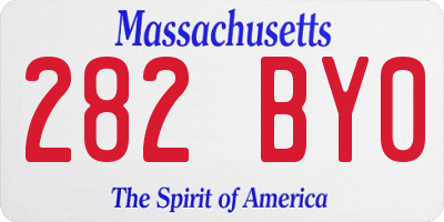 MA license plate 282BY0