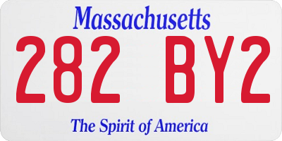 MA license plate 282BY2