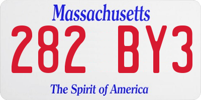 MA license plate 282BY3