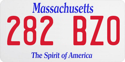 MA license plate 282BZ0